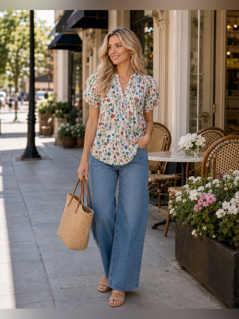 Anthropology Maeve Floral Botanical Puff Sleeve Blouse Size 6 - Cottagecore